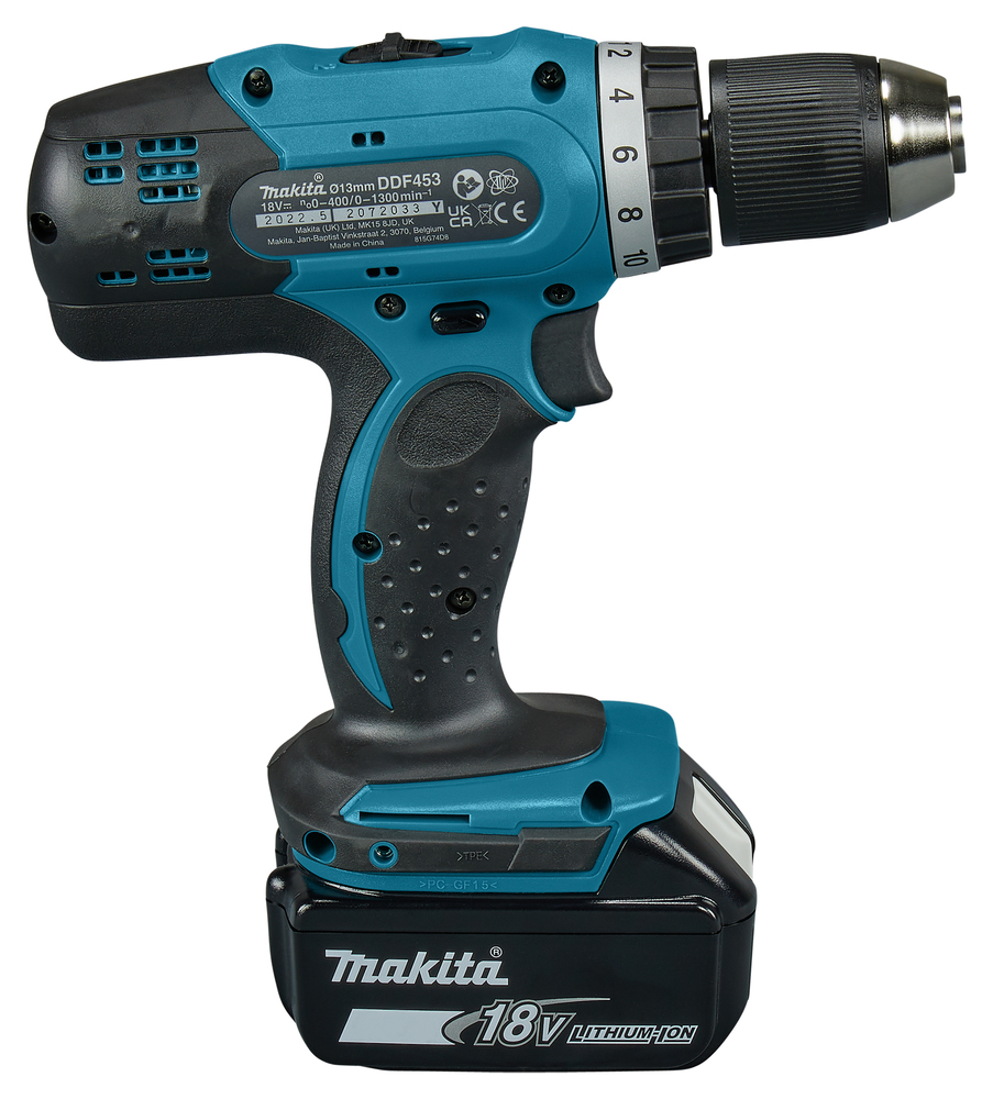 Аккумуляторная дрель-шуруповерт Makita DDF 453SYE (2х1,5 Ач) – фото №1 Аккумуляторная дрель-шуруповерт Makita DDF 453SYE (2х1,5 Ач) – №1