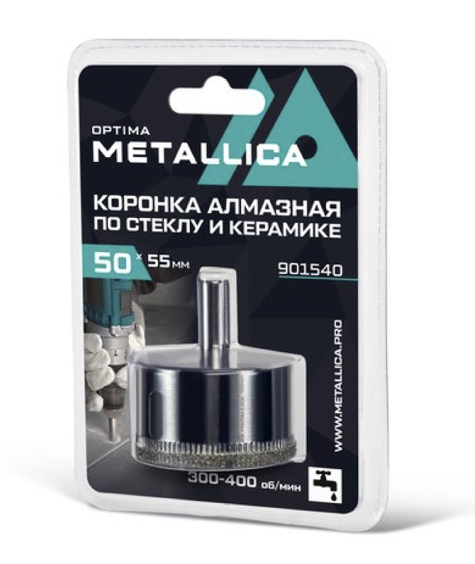 Коронка алмазная Metallica Optima 50x55 мм #80 по стеклу/плитке – фото №1 Коронка алмазная Metallica Optima 50x55 мм #80 по стеклу/плитке – №1
