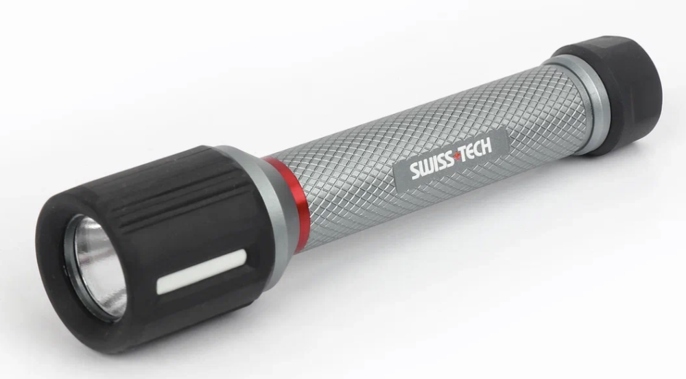Фонарик Swiss+Tech 2AA 100/35 м ударопрочный, алюминиевый корпус – фото №1 Фонарик Swiss+Tech 2AA 100/35 м ударопрочный, алюминиевый корпус – №1