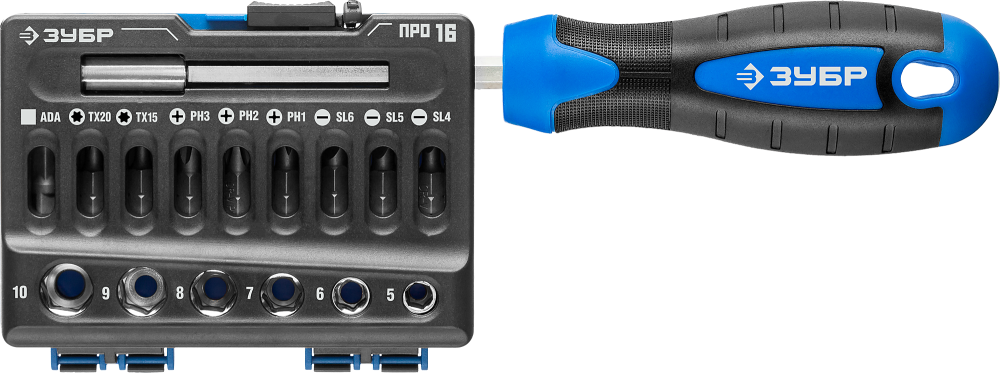 Отвертка с насадками Зубр Профессионал (25216) – фото №1 Отвертка с насадками Зубр Профессионал (25216) – №1