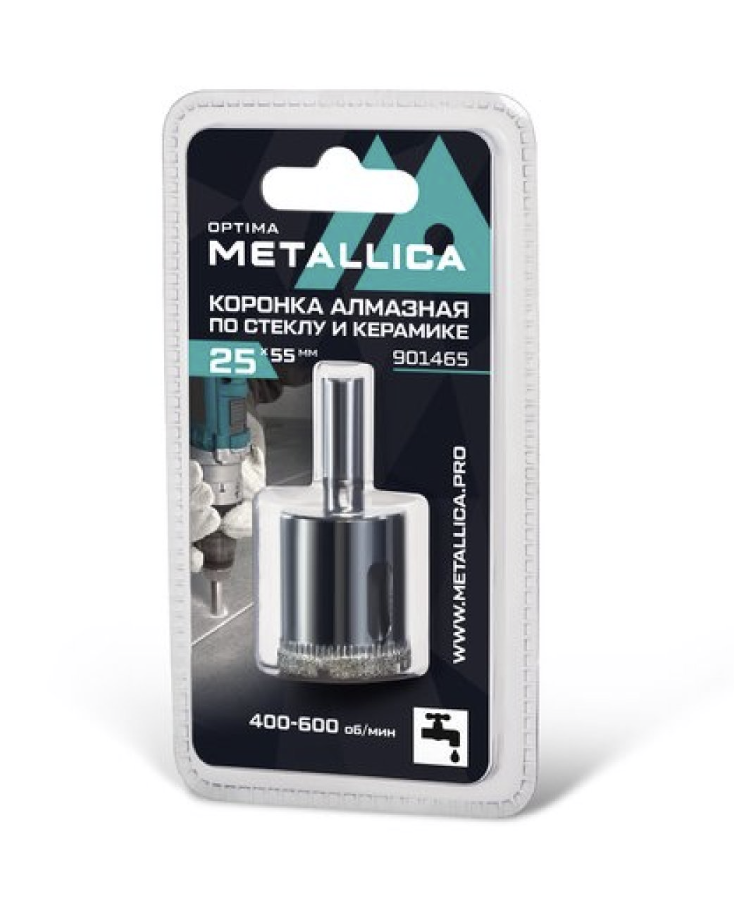 Коронка алмазная Metallica Optima 25x55 мм #80 по стеклу/плитке – фото №1 Коронка алмазная Metallica Optima 25x55 мм #80 по стеклу/плитке – №1