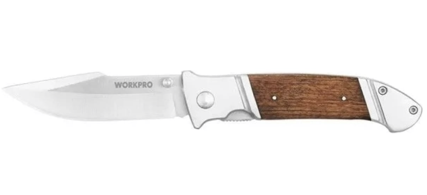 Нож WORKPRO складной с деревянной рукояткой 85/195 мм (WP381001) – фото №1 Нож WORKPRO складной с деревянной рукояткой 85/195 мм (WP381001) – №1