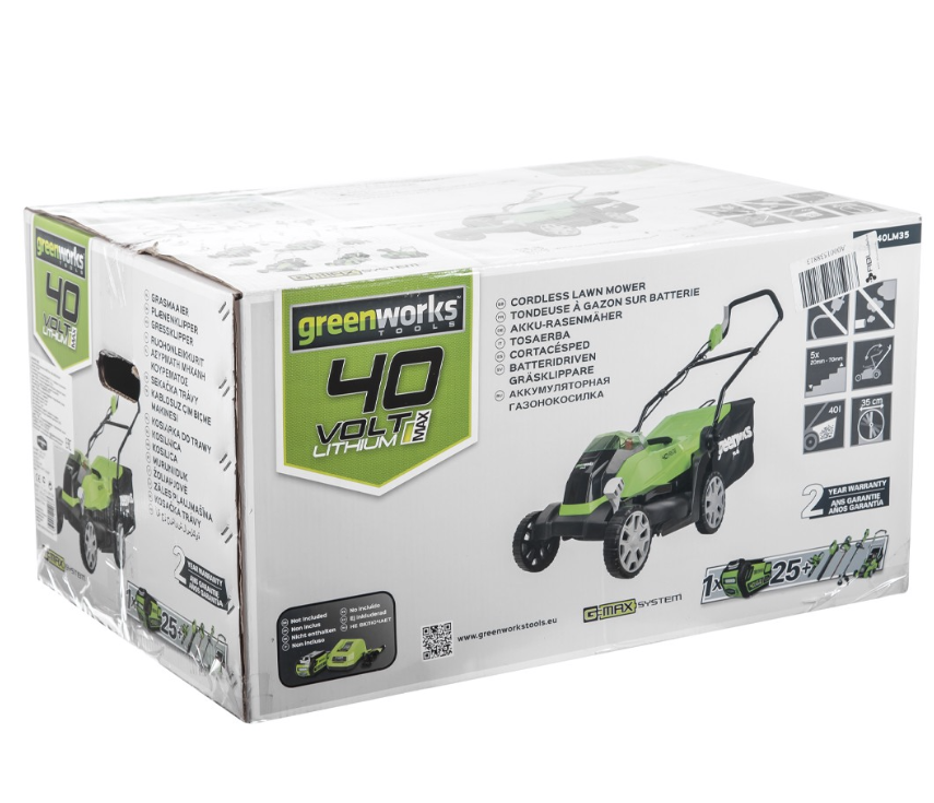 Аккумуляторная газонокосилка Greenworks G40LM35K4 (1х2,0 Ач) 2501907UA – фото №8 Аккумуляторная газонокосилка Greenworks G40LM35K4 (1х2,0 Ач) 2501907UA – №8