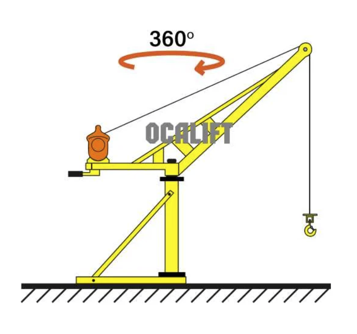 Строительный мини кран Ocalift Кадет поворотный, со стрелой с лебёдкой TSA 300 кг 60 м 220В – №2
