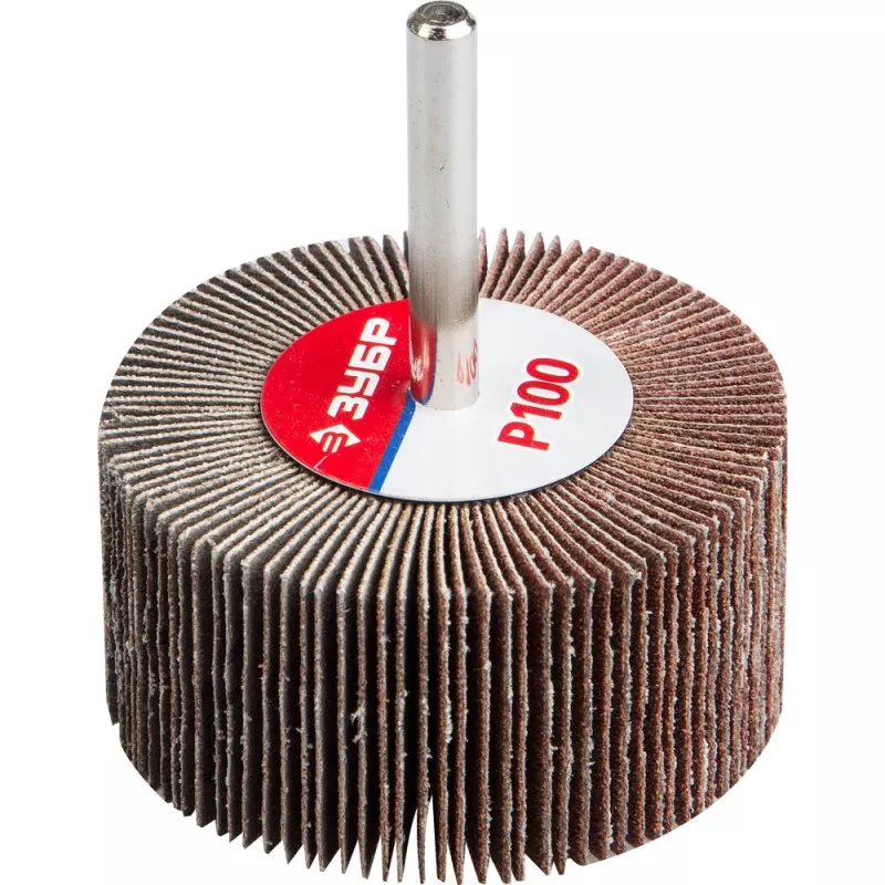 Диск шлифовальный лепестковый Зубр 60х30х6 мм P100 на шпильке – №1