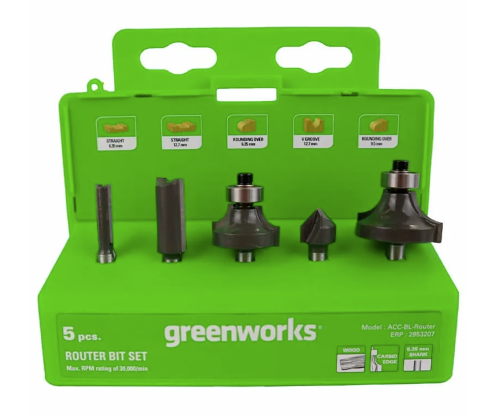 Набор фрез Greenworks 6,35 мм (5 шт) – фото №1 Набор фрез Greenworks 6,35 мм (5 шт) – №1