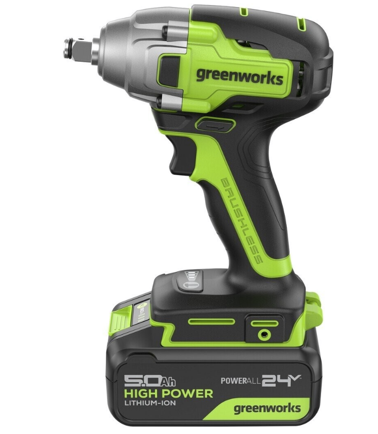 Аккумуляторный ударный гайковерт Greenworks GD24IW400 (1х5,0 Ач) 3802907CUG – фото №1 Аккумуляторный ударный гайковерт Greenworks GD24IW400 (1х5,0 Ач) 3802907CUG – №1