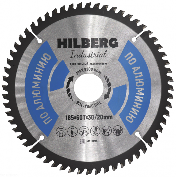 Диск пильный Hilberg Industrial Алюминий 185х30/20 мм 60T – №1