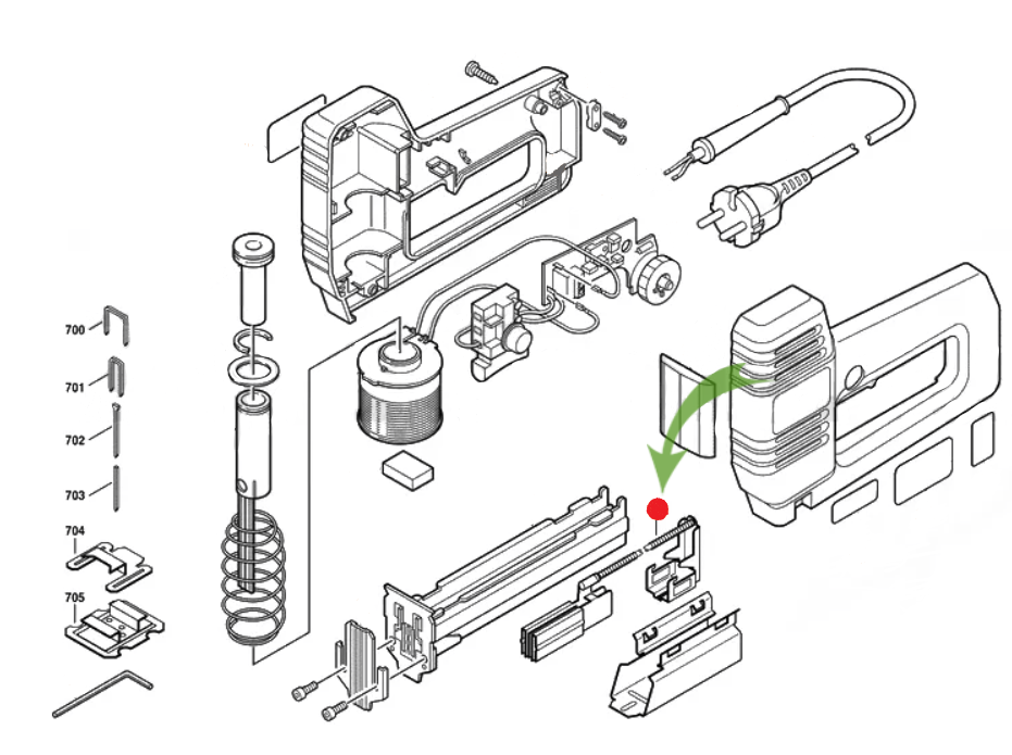Механизм подачи скоб Bosch для электрического степлера PTK 19E – №1
