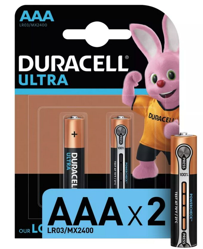 Батарейки Duracell Ultra Power AAA алкалиновые (2 шт) – фото №1 Батарейки Duracell Ultra Power AAA алкалиновые (2 шт) – №1