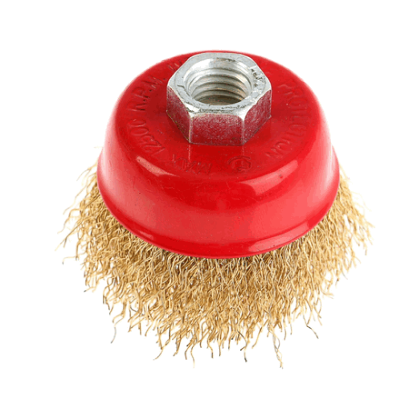 Корщетка для УШМ Strong 75 мм M14 латунная, чашка – №1