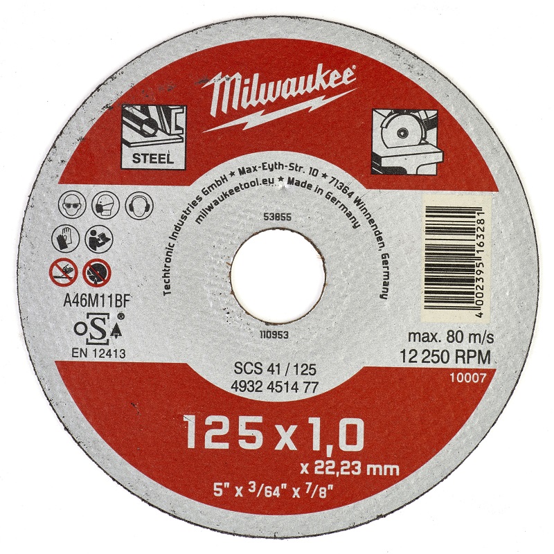 Диск по металлу Milwaukee SCS 41 125x1х 22,2 мм – фото №1 Диск по металлу Milwaukee SCS 41 125x1х 22,2 мм – №1