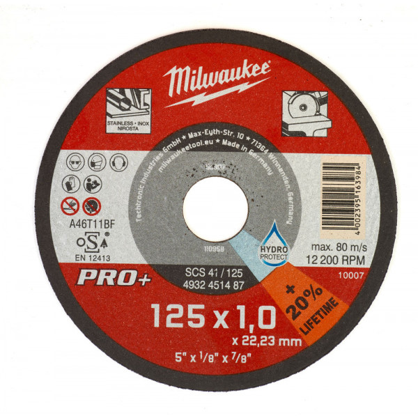 Диск по металлу Milwaukee 125х1,0х22,2 мм (10 шт) – №1