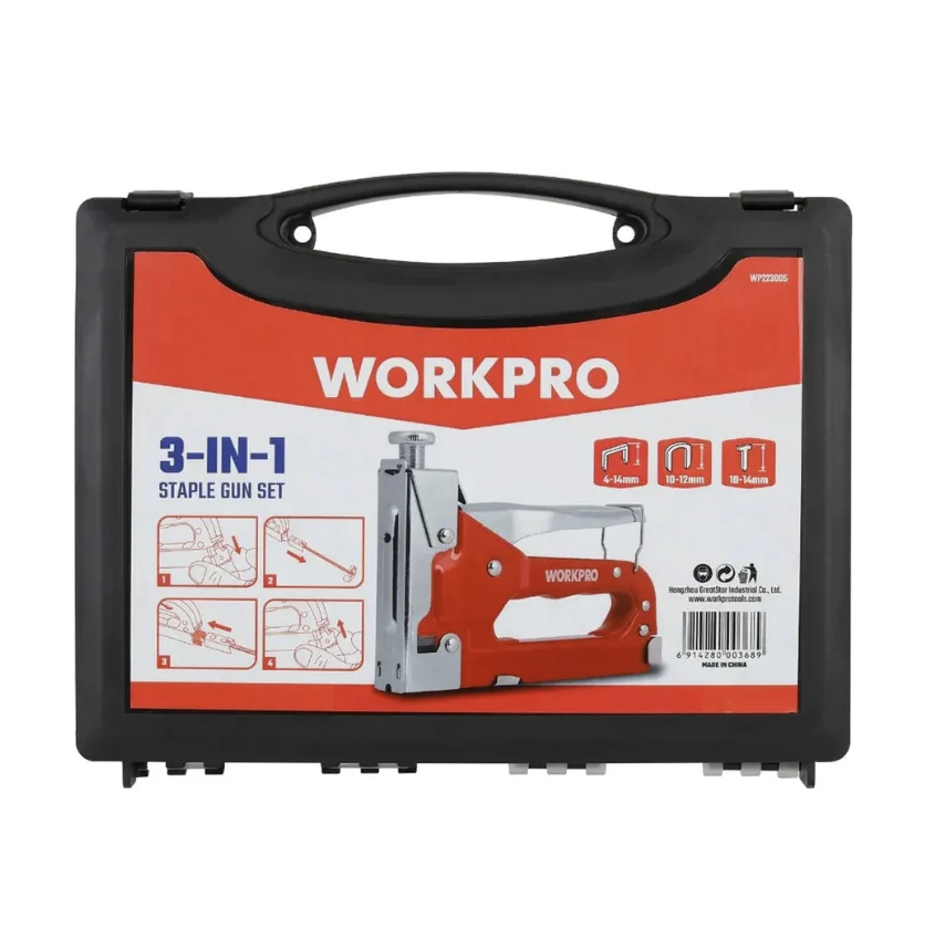 Степлер строительный WORKPRO 3в1 4-14 мм (WP223005) – фото №2 Степлер строительный WORKPRO 3в1 4-14 мм (WP223005) – №2