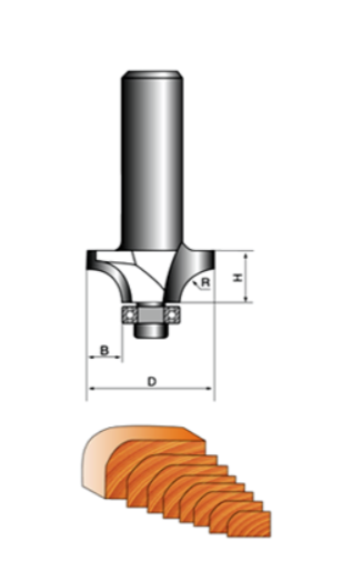 Фреза кромочная калевочная Strong 12х53х25 мм R20 с нижним подшипником – №1