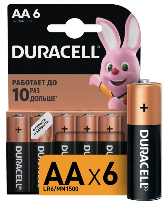 Батарейки Duracell Basic AA LR6 алкалиновые (6 шт) – №1