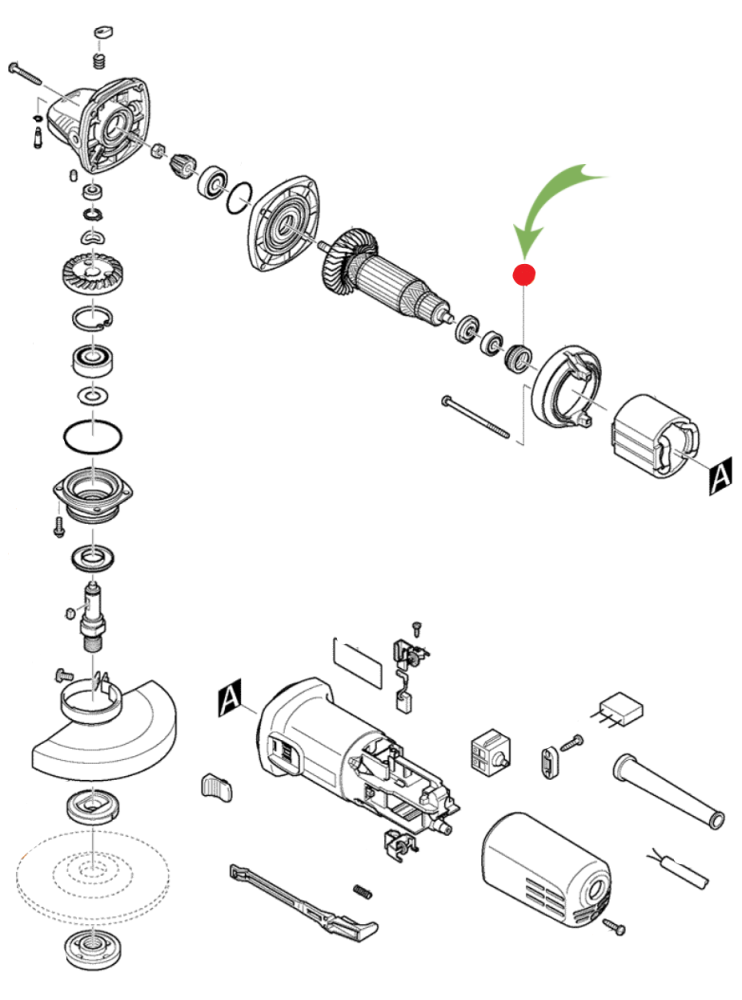 Пыльник подшипника ротора Makita 19 мм для УШМ 9558HNR – №1