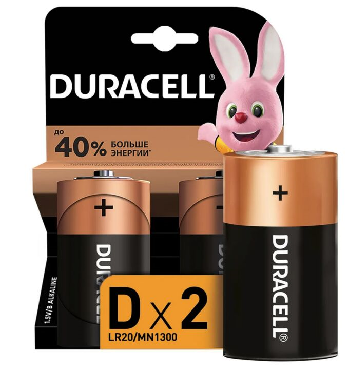 Батарейки Duracell Basic D LR20 алкалиновые (2 шт) – №1