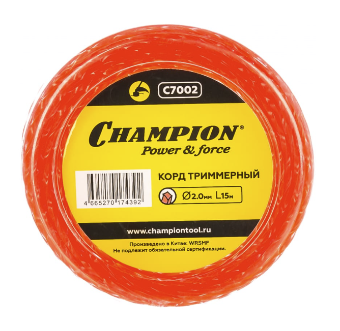 Леска для триммера Champion Twisted Square 2,0 мм/15м витая – фото №1 Леска для триммера Champion Twisted Square 2,0 мм/15м витая – №1