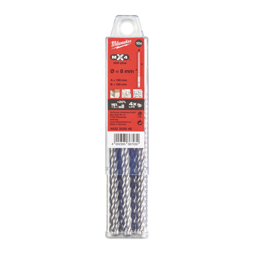 Бур крестовой SDS+ Milwaukee MX4 8х165/100 мм – фото №1 Бур крестовой SDS+ Milwaukee MX4 8х165/100 мм – №1