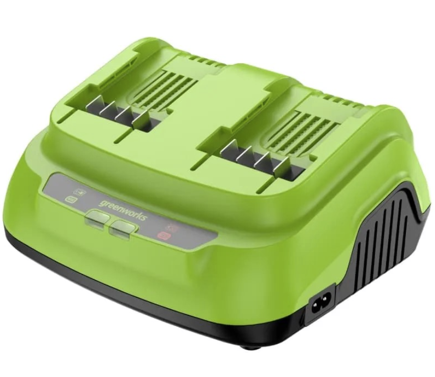 Зарядное устройство Greenworks G24X2C8, 24V, 8A ультрабыстрое двойное 2958807 – фото №1 Зарядное устройство Greenworks G24X2C8, 24V, 8A ультрабыстрое двойное 2958807 – №1