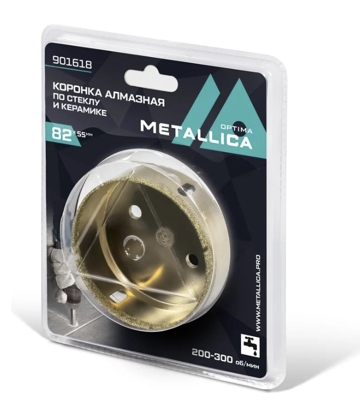 Коронка алмазная Metallica Optima 82x55 мм #80 по стеклу/плитке – №1