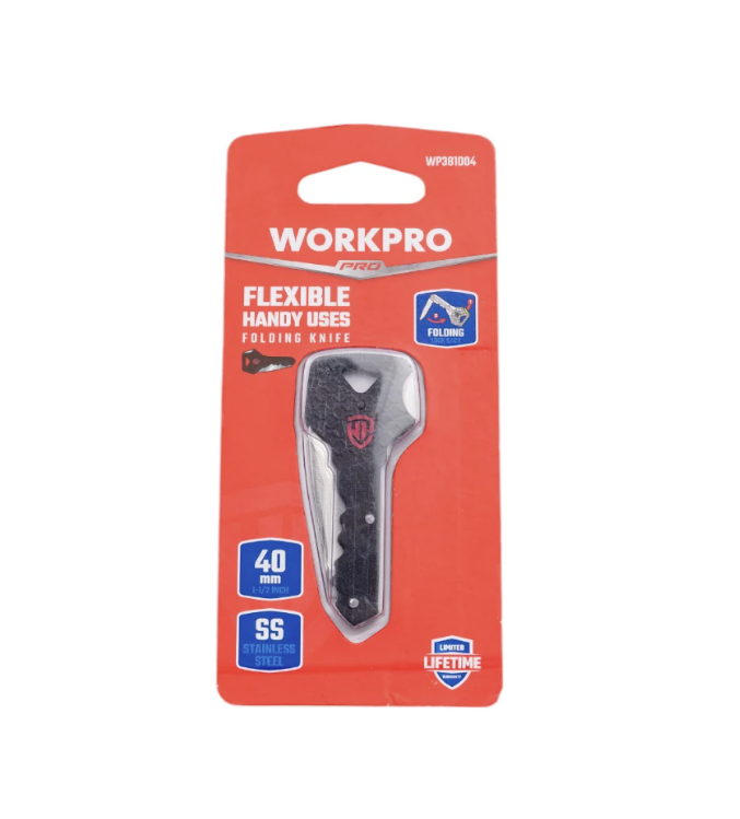 Нож складной WORKPRO "ключ-брелок" черный (WP381004) – №1