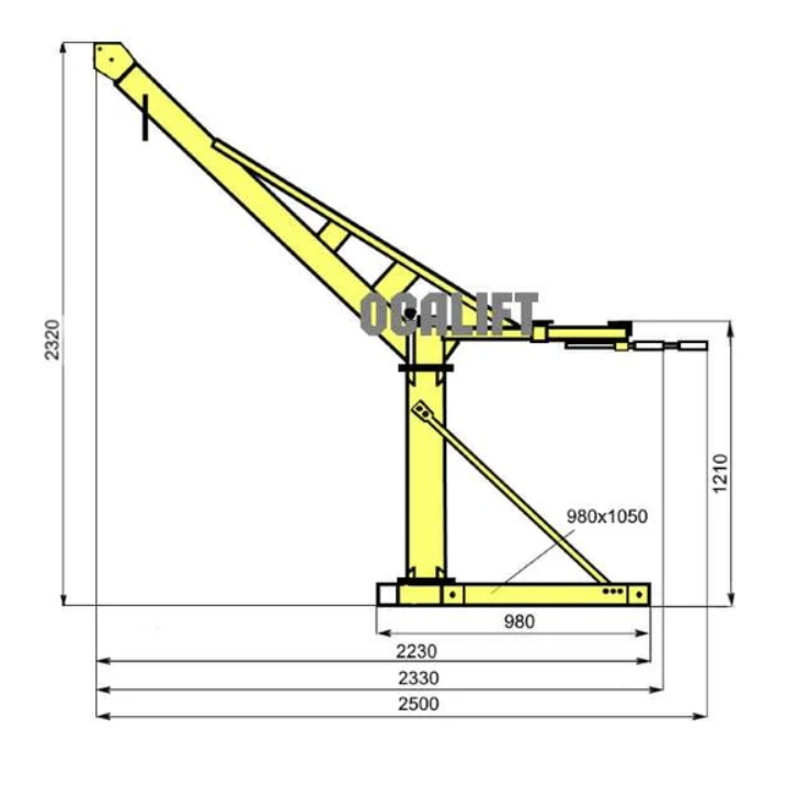 Строительный мини кран Ocalift Кадет поворотный, со стрелой с лебёдкой TSA 200 кг 60 м 220В – №1