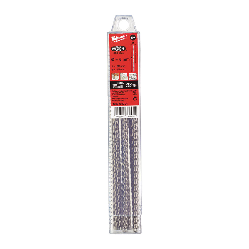 Бур крестовой SDS+ Milwaukee MX4 6х215/150 мм – фото №1 Бур крестовой SDS+ Milwaukee MX4 6х215/150 мм – №1