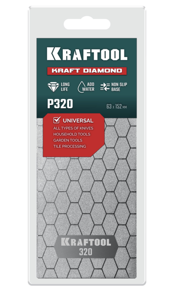 Пластина заточная Kraftool Diamond 63х152 мм Р320 алмазная – фото №1 Пластина заточная Kraftool Diamond 63х152 мм Р320 алмазная – №1