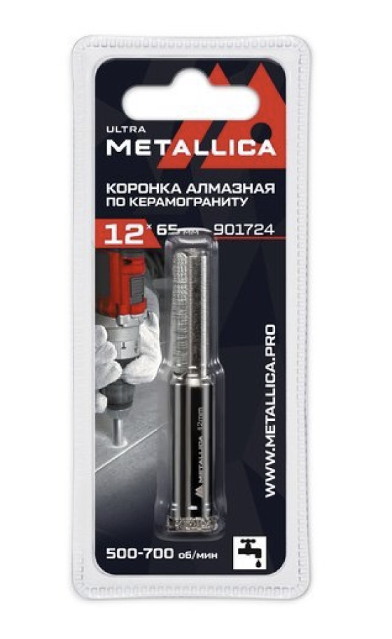 Коронка алмазная Metallica Ultra 12x65 мм #60 по керамограниту, плитке – фото №1 Коронка алмазная Metallica Ultra 12x65 мм #60 по керамограниту, плитке – №1