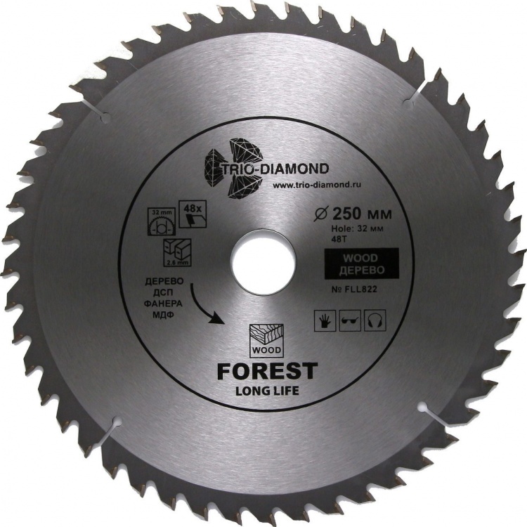 Диск пильный Trio Diamond Forest Long Life 250х32 мм 48Т – №1