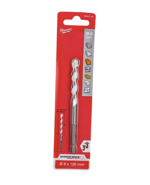 Сверло по мультиматериалам Milwaukee HEX 8,0х120 мм – №1