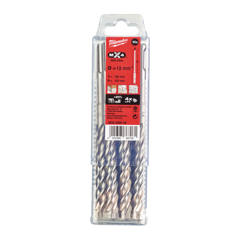 Бур крестовой SDS+ Milwaukee MX4 12х160/110 мм – фото №1 Бур крестовой SDS+ Milwaukee MX4 12х160/110 мм – №1
