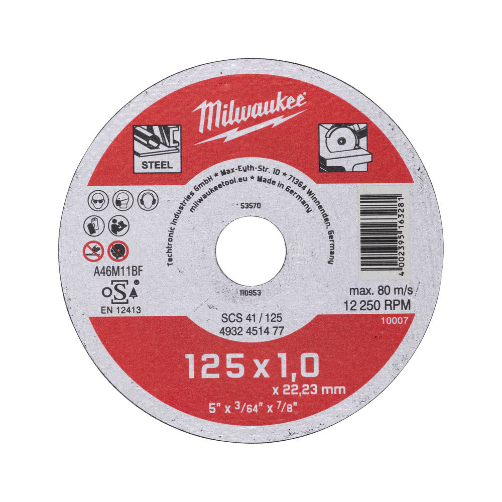 Диск по металлу Milwaukee 125х1,0х22,2 мм – №1