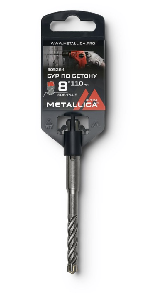 Бур крестовой SDS+ Metallica Ultra 8х110/50 мм – фото №1 Бур крестовой SDS+ Metallica Ultra 8х110/50 мм – №1