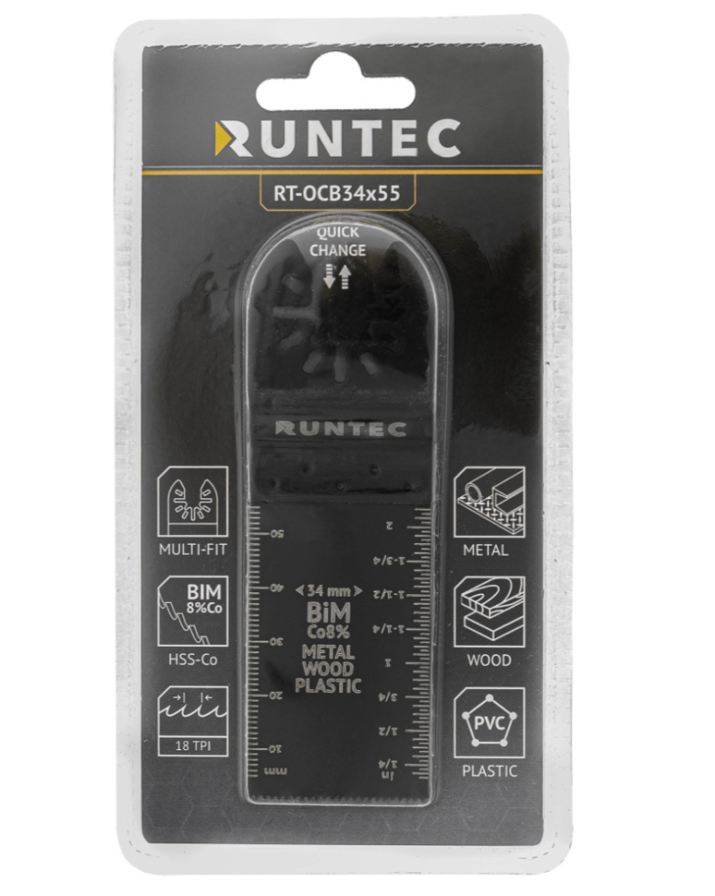 Насадка Runtec для многофункционального инструмента 34x55 мм, пильная прямая – фото №2 Насадка Runtec для многофункционального инструмента 34x55 мм, пильная прямая – №2