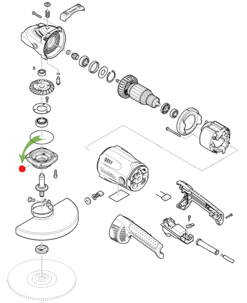 Корпус подшипника Makita для УШМ GA7020/ 7030/ 9020/ 9030 – №1