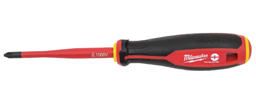 Отвертка диэлектрическая Milwaukee VDE PH/SL2 x100 мм с трехгранной рукояткой – фото №1 Отвертка диэлектрическая Milwaukee VDE PH/SL2 x100 мм с трехгранной рукояткой – №1