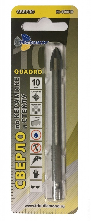 Сверло по керамике и стеклу Trio Diamond Quadro 10 мм – фото №1 Сверло по керамике и стеклу Trio Diamond Quadro 10 мм – №1