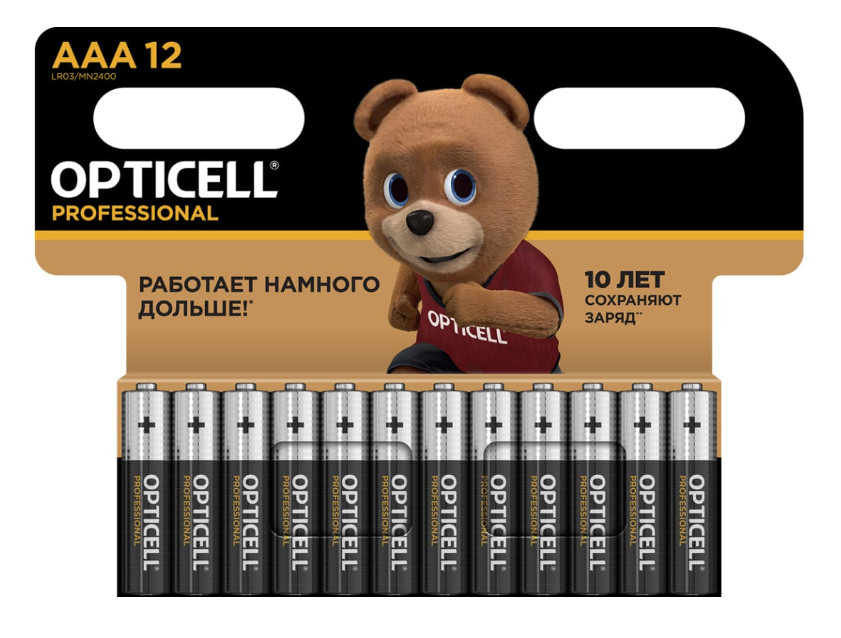 Батарейки Opticell Professional AAA LR03 алкалиновые (12 шт) – фото №1 Батарейки Opticell Professional AAA LR03 алкалиновые (12 шт) – №1