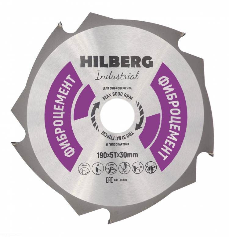 Диск пильный Hilberg Industrial Фиброцемент 190х30 мм 5T – фото №1 Диск пильный Hilberg Industrial Фиброцемент 190х30 мм 5T – №1
