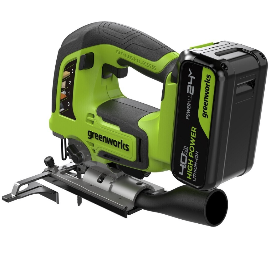 Аккумуляторный лобзик Greenworks GD24JS120 (1х4,0 Ач) 3601407CUB – фото №2 Аккумуляторный лобзик Greenworks GD24JS120 (1х4,0 Ач) 3601407CUB – №2