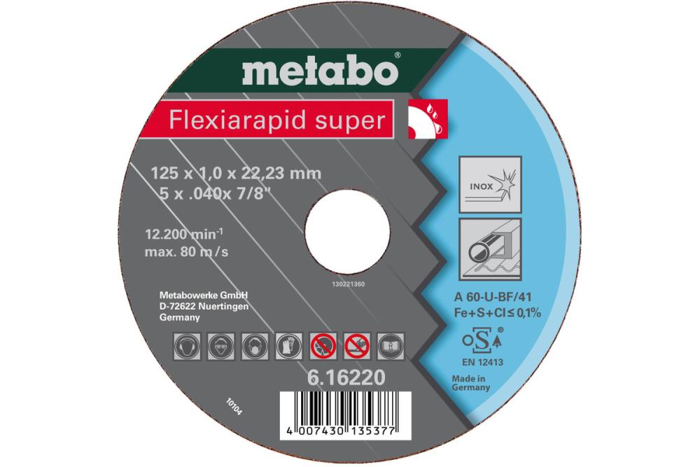 Диск по металлу Metabo Flexiarapid А46U S 125x1,6х22,2 – фото №1 Диск по металлу Metabo Flexiarapid А46U S 125x1,6х22,2 – №1