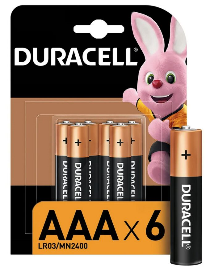 Батарейки Duracell Basic AAA LR03 CN алкалиновые (6 шт) – №1