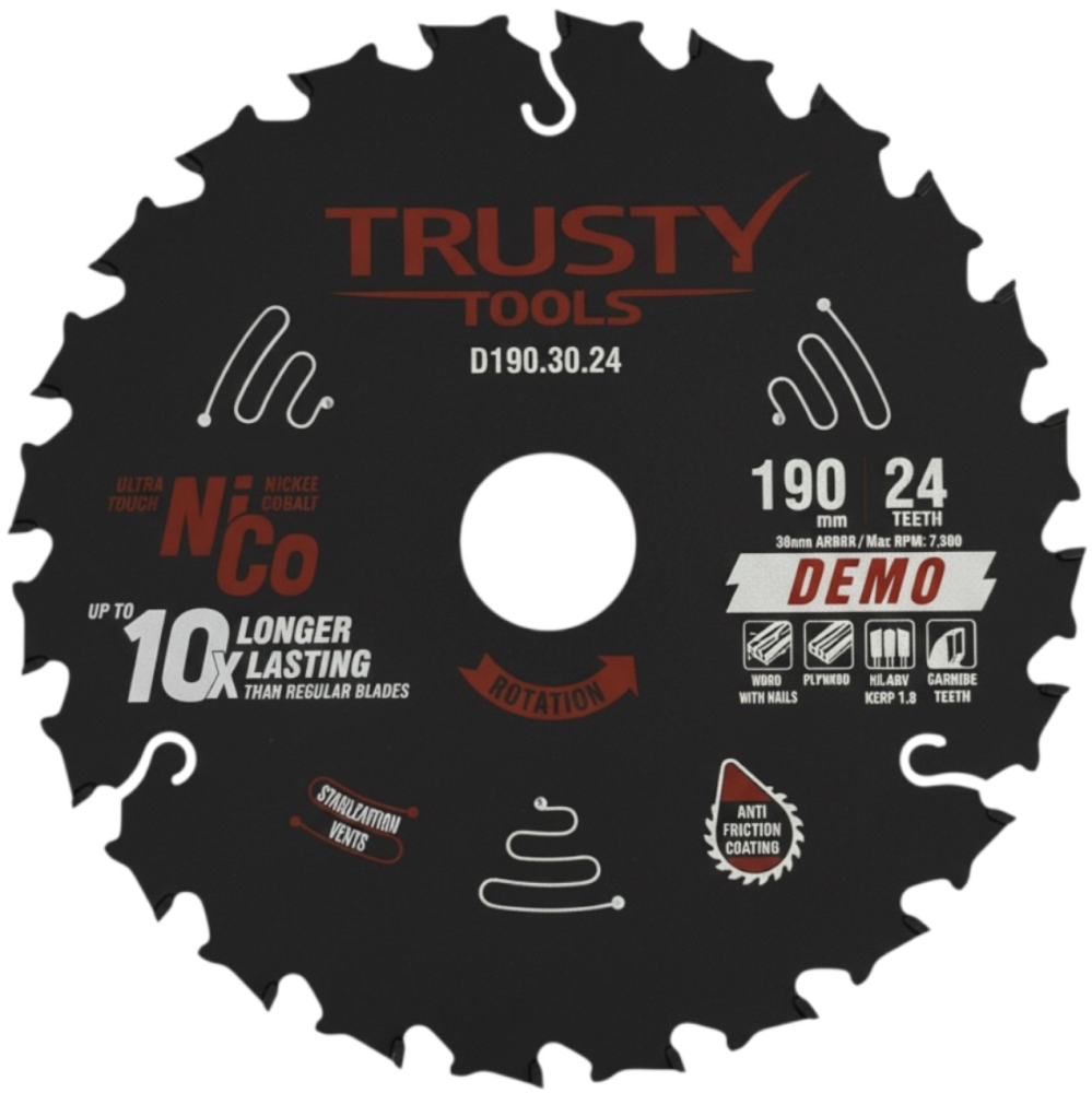 Диск пильный Trusty-Tools Demolition 190х30 мм 24T демонтажный – №1