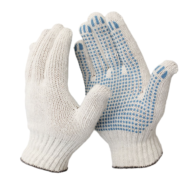 Перчатки ЛидерТекс х/б с ПВХ 7,5 класс, 6 нитей – №1