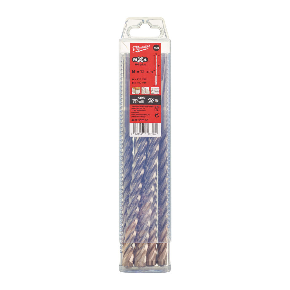 Бур крестовой SDS+ Milwaukee MX4 12х210/150 мм – фото №2 Бур крестовой SDS+ Milwaukee MX4 12х210/150 мм – №2