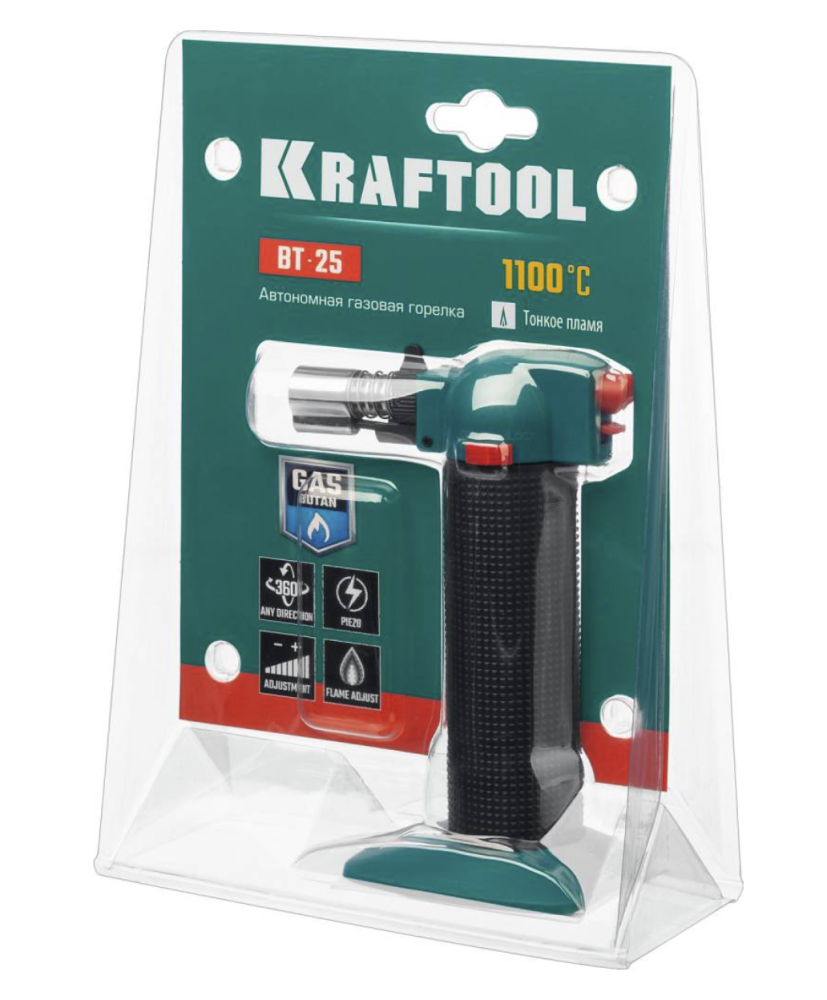 Горелка газовая Kraftool ВТ-25 с пьезоподжигом (55507) – №1