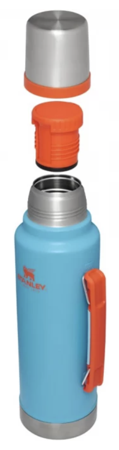 Термос Stanley Classic 1,4 л голубой с оранжевым лого – №1